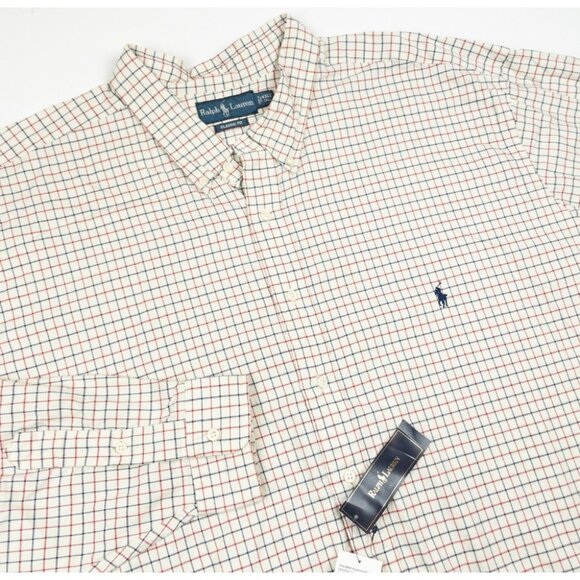 Polo Ralph Lauren 4XLT Tall Men's Shirt Button-Down White Graph Check Flannel - Picture 6 of 14